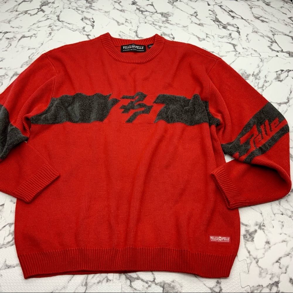 Men's Pelle Pelle Red Grey Crewneck Sweater